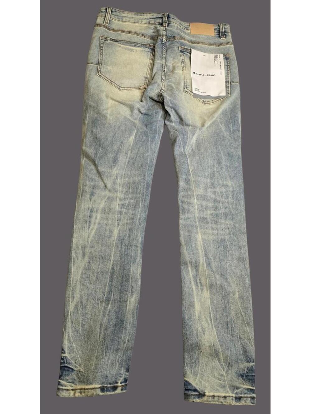 Purple Brand Light Wash Blue Men's Slim Denim Jeans Button - Picture 2 of 7